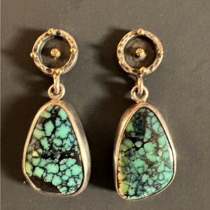 Sterling silver and turquoise earrings. Hand made and one of a kind.